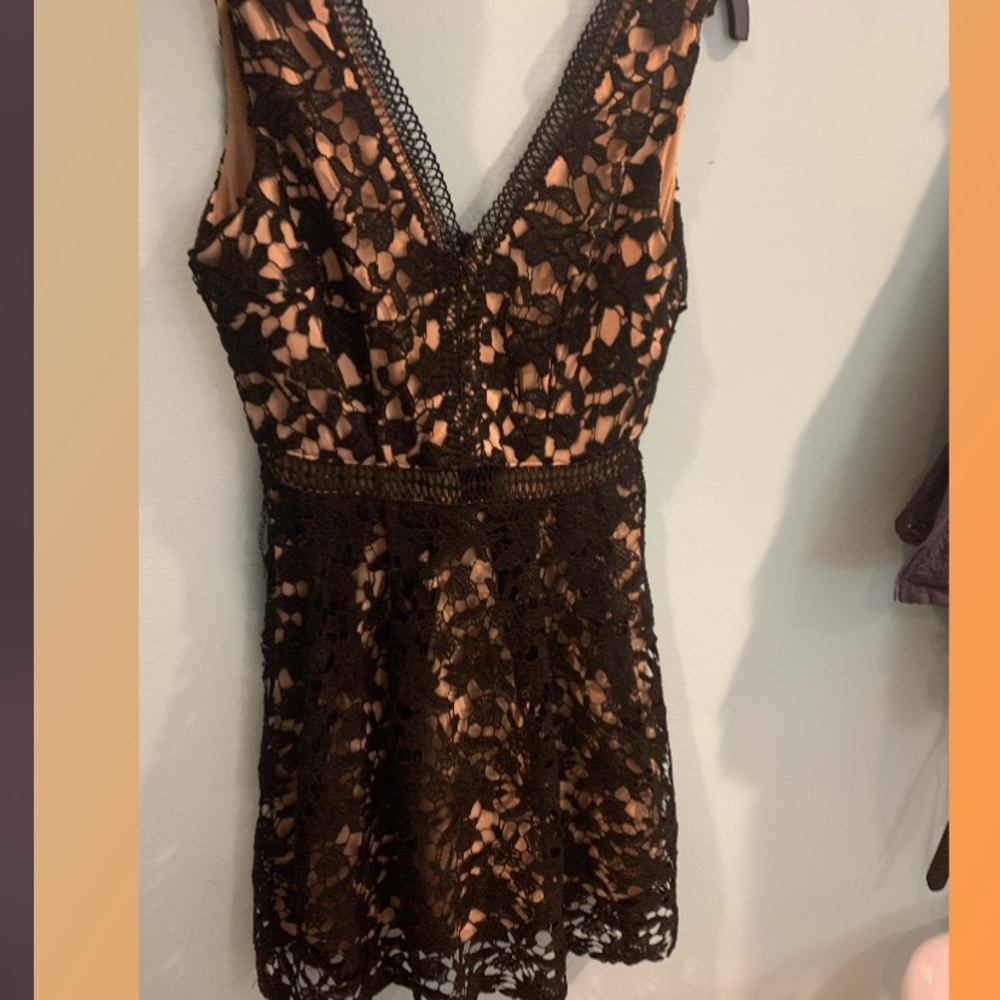 Black lace v- neck dress